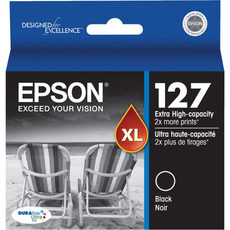 EPSON 127 DURABrite Ultra Ink Black Cartridge For NX-530, NX-625, WF-3520, WF-3530, WF-3540, WF-545, WF-60, WF-630, WF-633, WF-635, WF-645, WF-7010, WF-7510, WF-7520, WF-840, WF-845,Water Resistant Epson