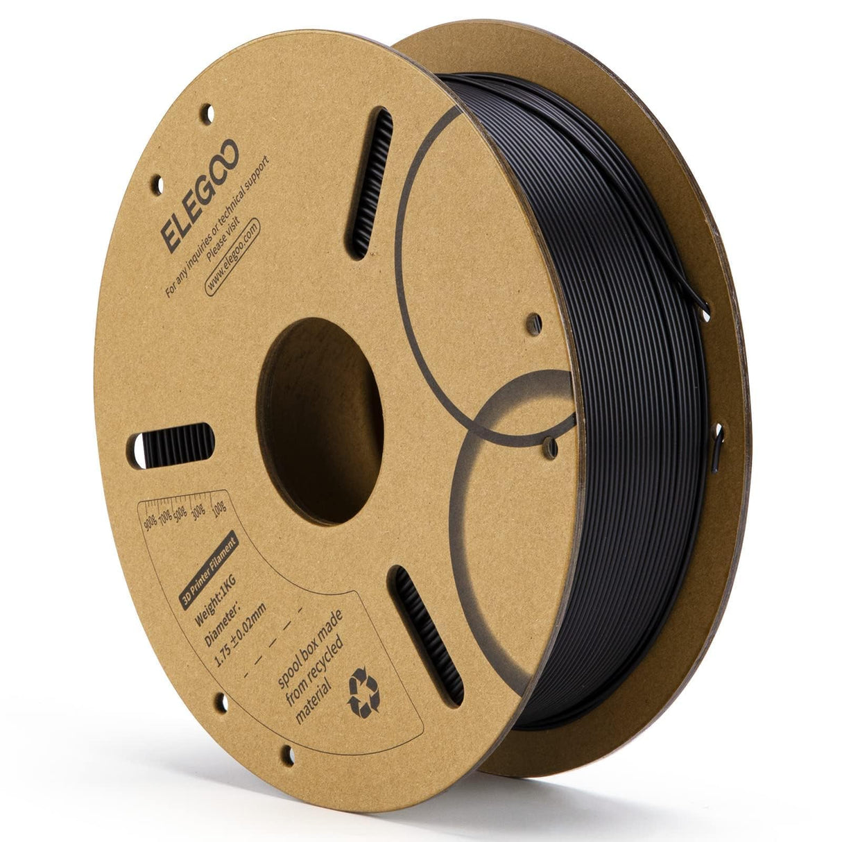 ELEGOO PLA Filament 1.75mm Black 1KG, 3D Printer Filament Dimensional Accuracy +/- 0.02mm, 1kg Cardboard Spool(2.2lbs) 3D Printing Filament Fits for Most FDM 3D Printers ELEGOO