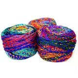 Revolution Fibers Recycled Sari Silk, Multi-Color Pure Silk Yarn, Handspun Used Sari Fabric Ribbon Scraps, Rainbow Yarn for Knitting, Weaving & Crocheting - 100 Grams per Ball Revolution Fibers