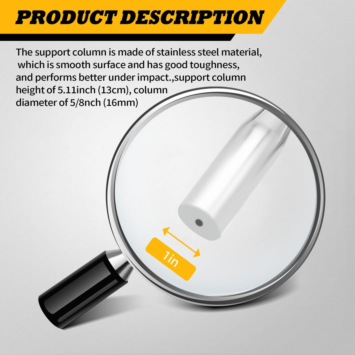 Jecoupoon 12 Inch Stainless Steel Curved Lathe Tool Rest, Shaped Wood Lathe Tool Rest for Bowl Turning, Wood Lathe Tool Holder, Wood Lathe Turning Accessories, 1 or 5/8 In Column (5/8") Jecoupoon