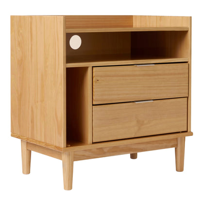 Walker Edison Blythe Mid-Century Modern Tray-Top Storage Nightstand, 25 Inch, Natural Pine - WoodArtSupply