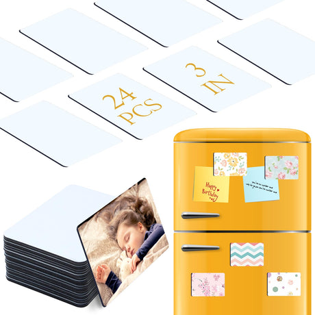 ZYNERY Sublimation Magnet Blanks 3x4.1 inch, 24Pcs Sublimation Blank Fridge Magnets Printable Photos, Personalized Sublimation Magnets for Refrigerator Decoration, Kitchen, Office, Wall ZYNERY