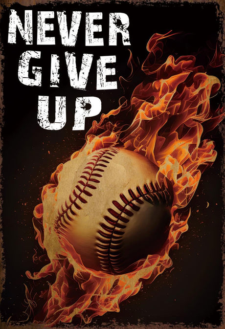 yvkew 5D Baseball Diamond Art Painting Kits for Adults, Burning Baseball Never give up Diamond Dots Paintings for Beginners Home Wall Decor Gifts 10x12 inch yvkew