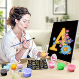 JOOZ Letters Paint by Numbers Kit for Adults with Frame, Paint by Number for Beginners with Easel, DIY Letters Flowers Easy Paint by Number Kits Framed Canvas for Home Wall Decor 8 x 12 Inch, A JOOZ