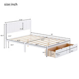 SOFTSEA Full Size Platform Bed with Under-Bed Storage Drawers and Solid Wood Construction SOFTSEA