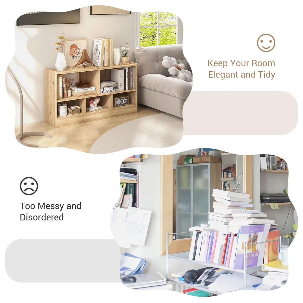 Multi-functional 5 Cube Open Shelf Bookcase with Natural Finish for Versatile Storage LOKO