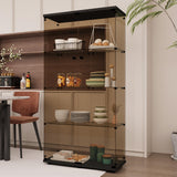 Beauty4U Glass Display Cabinet with 4 Shelves, 2 Doors Curio Cabinets for Living Room, Bedroom, Office, 5mm Brown Tempered Glass Floor Standing Bookshelf, Quick Installation Beauty4U