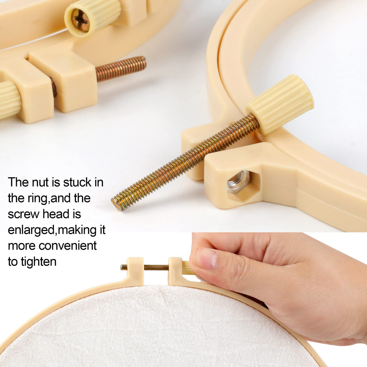 6 Pcs Embroidery Hoop 6 Size, Round Plastic Cross Stitch Hoop with 16 Needles (3.6In to 10.7 in), Small Embroidery Hoop, Cross Stitch Hoops and Frames, Suitable for Embroidery, Craft Sewing Phinus