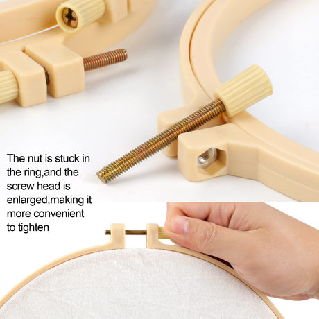 6 Pcs Embroidery Hoop 6 Size, Round Plastic Cross Stitch Hoop with 16 Needles (3.6In to 10.7 in), Small Embroidery Hoop, Cross Stitch Hoops and Frames, Suitable for Embroidery, Craft Sewing Phinus