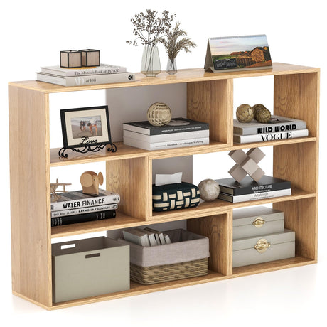 Tangkula 6 Cubes Bookcase, 2-Piece Separable Floor Standing Open Horizontal Bookshelf, Multifunctional Display Storage Shelf for Living Room Study Office (Natural, 6-Cube) Tangkula