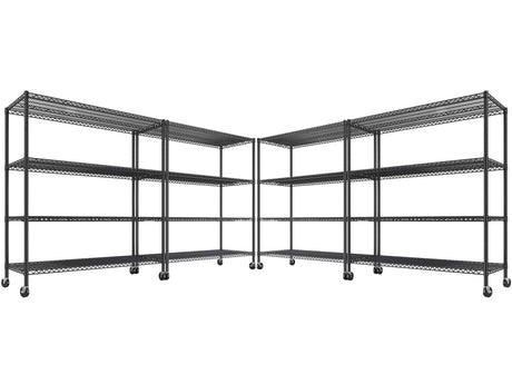REIBII 55.5''W Storage Shelves 2500LBS Wire Shelving Unit with Wheels Heavy Duty Metal Shelves for Storage Adjustable Garage Storage Rack Pantry Shelf Kitchen Shelving, 75.6" H X 55.5''W X 24" D, 4PCS REIBII