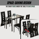 Karl home 5-Piece Dining Table Set with 1 Glass Dining Table and 4 PVC Chairs, Modern Dining Table Set for Kitchen & Breakfast Dining Living Room, Space Saving Karl home