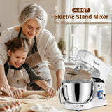 Stand Mixer, Zuccie 4.8QT Kitchen Electric Stand Mixer, 380W Motor Power Food Mixer, 8+P-Speed Dough Mixer with Dough Hook, Wire Whip & Beater, White Zuccie