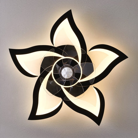 Dalouguan Ceiling Fan with Lights Remote Control, 24" Black, 6 Speeds 3 Light Color Low Profile Flush Mount Ceiling Fan for Kitchen Bedroom Dalouguan