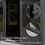 Domi 12x14FT Outdoor Sunroom, Galvanized Steel Hardtop Enclose Gazebo Sloping Roof, All Weather Aluminum Solarium Screen House for Patio Deck Backyard with Lockable Door, Moveable PVC Screen domi outdoor living