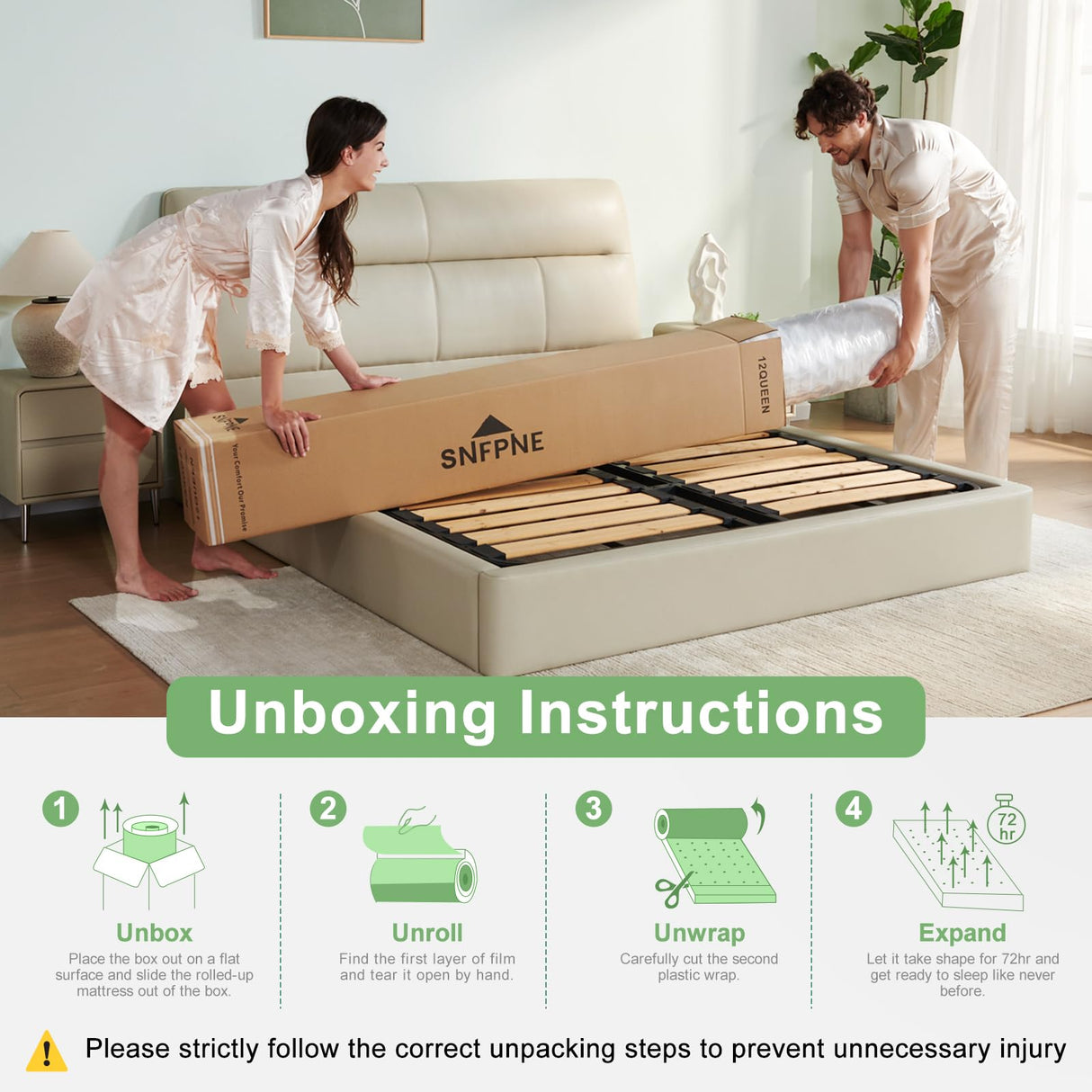 SNFPNE Queen Size Mattress 12 Inch, Medium Firm Memory Foam Hybrid Mattress with Individual Pocket Spring - Pressure Relief, Motion Isolation, Cool Sleep, 80" x 60" SNFPNE