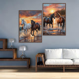 Meothan 2 Pack Diamond Painting Kits for Adults, 5D DIY Horse Diamond Art Kits for Adults Full Drill Round Paint Diamond Dots Gems Art Crafts Painting Kits for Home Wall Decor 12x16Inch Animals Meothan