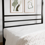 ikalido Queen Size Metal Canopy Bed Frame, Modern Four-Poster Platform Bed Frame, Mattress Foundation, Under-Bed Storage Space, No Box Spring Needed, Black ikalido