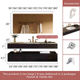 Bathroom Vanity with Sink - Single Sink Bathroom Vanity & Smart Mirror Cabinet Set, Floating Vanity Design with Bathroom Sink Cabinet, Stylish Bathroom Vanity Cabinet for Modern Bathrooms (Black, 60") ZGNBSD