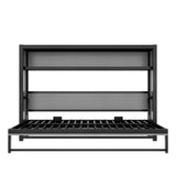 LUMISOL Twin Size Horizontal Murphy Bed with Shelves, Metal Wall Bed with Foldable and Space-Saving Design, Hidden Murphy Bed Frame, Gray LUMISOL