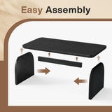 Tribesigns Rectangle Coffee Table, 47-Inch Wood Rectangular Living Room Table, Farmhouse Accent Center Low Cocktail Tea Table with Sturdy Base & Rounded Corners, Easy Assembly (Black) Tribesigns