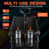 Navatiee Collapsible Folding Wagon, Wagon Cart Heavy Duty Foldable with Two Drink Holders, Utility Grocery Wagon for Camping Shopping Sports, S2, Black Navatiee