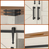 Turosur Lift Top Coffee Table with Storage, 4 in 1 Farmhouse Coffee Table with Lockable Rolling Wheels and Hidden Compartment, Center Table with 4 Sliding Barn Door for Living Room Turosur