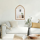 Synovana Arch Window Wall Mirror - Farmhouse Cathedral Wall Decor with Wooden Frame for Entryway Hallway Living Room - 16.14" x 1.38" x 25.2" Synovana