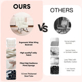 Simple Deluxe Nursery Rocking Chairs, Teddy Upholstered Glider Recliner Rocking Chair with High Backrest Armchair, Comfy Reading Small Accent Side Chair for Nursing, Living Room, Bedroom, White Simple Deluxe