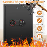 3.0 Cub Large Home Safe Fireproof Waterproof, Anti-theft Fireproof Safe Box with Programmable Keypad, Spare Keys and Removable Shelf, Digital Security Safe for Home Money Firearm Documents Medicines Bukumo