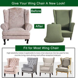 CRFATOP Polyester Wing Chair Covers 2 Piece Stretch Wingback Chair Slipcover Solid Wingback Armchair Covers with Elastic Bottom for Living Room Bedroom Wingback Chair,A32 CRFATOP