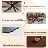 ZckyCine 7-Piece Dining Table Set with 51"-67" Extendable Walnut Wood Table and 6 PU Leather Chairs, Modern Rectangular Kitchen Table Set with Metal Legs, Seats 6, Easy Assembly ZckyCine