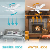 wurzee 52" Ceiling Fan with Light, White,6 Speeds DC Reversible Motor,Timing, Dimmable for Bedroom, Kitchen, Patios wurzee