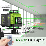16 Lines Green Laser Level Kit -4x360° 4D Self-Leveling Cross Line Laser Level, Rotary Base and Accessories for Construction, Home Improvement and Picture Hanging,Portable Hard Carry Case Included… CHISHIB