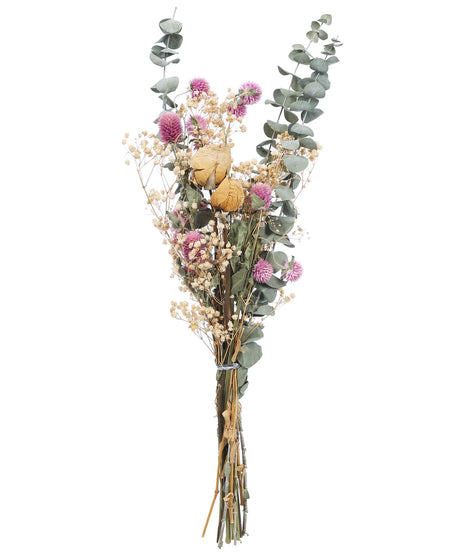 Botius 17" Natural Dried Flower Bouquet Real Flower Arrangements with Dried Eucalyptus, Yellow Rose, Baby Breath/Gypsophila, Gomphrena Globosa for Home Wedding Table Vase Wall Hanging Décor Botius