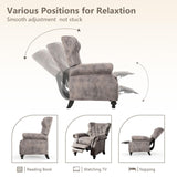 Pushback Recliner Chair, Fabric Armchair Push Back Recliner with Rivet Decoration, Mid Century Wingback Accent Chair for Living Room, Bedroom, Stable Hump Feet (Brown Gray) anwickjeff