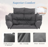 ECOTOUGE Indoor Outdoor Oversized Loveseat, Patio Double Egg Chair, 2-Person Extra Large Rattan Lounge Rocking Glider Chairs w/Pillow and Thicken Padded Cushions for Garden Balcony Sunroom, Grey ECOTOUGE