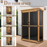 Outdoor Storage Shed, Waterproof Garden Sheds & Outdoor Storage Cabinet with Lockable Door Sloping Roof, Wood Metal Tool Shed for Backyard Patio Lawn 68”x46” PetsCosset