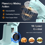 Honinst Stand Mixer, 6.5QT 10-Speed Tilt-Head Electric Stand Mixer, 3-In-1 Kitchen Mixer with Bowl, Dough Hook, Whisk and Beater, Food Mixer for Baking, Cake and Most Home Cooks, Blue Honinst