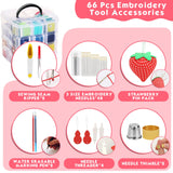 PAXCOO 276 Pack Embroidery Floss Thread Kit Including 210 Colors Cross Stitch Sewing Thread with 66 Pcs Embroidery Accessories and 4-Tier Transparent Embroidery Thread Storage Organizer Box PAXCOO