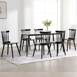 RêveLife Windsor Dining Chair Set of 6 Farmhouse Solid Wood Spindle Back Side Chair Mid-century Modern Black Armless Kitchen Chair for Dining Living Room Farmhouse Restaurant RêveLife