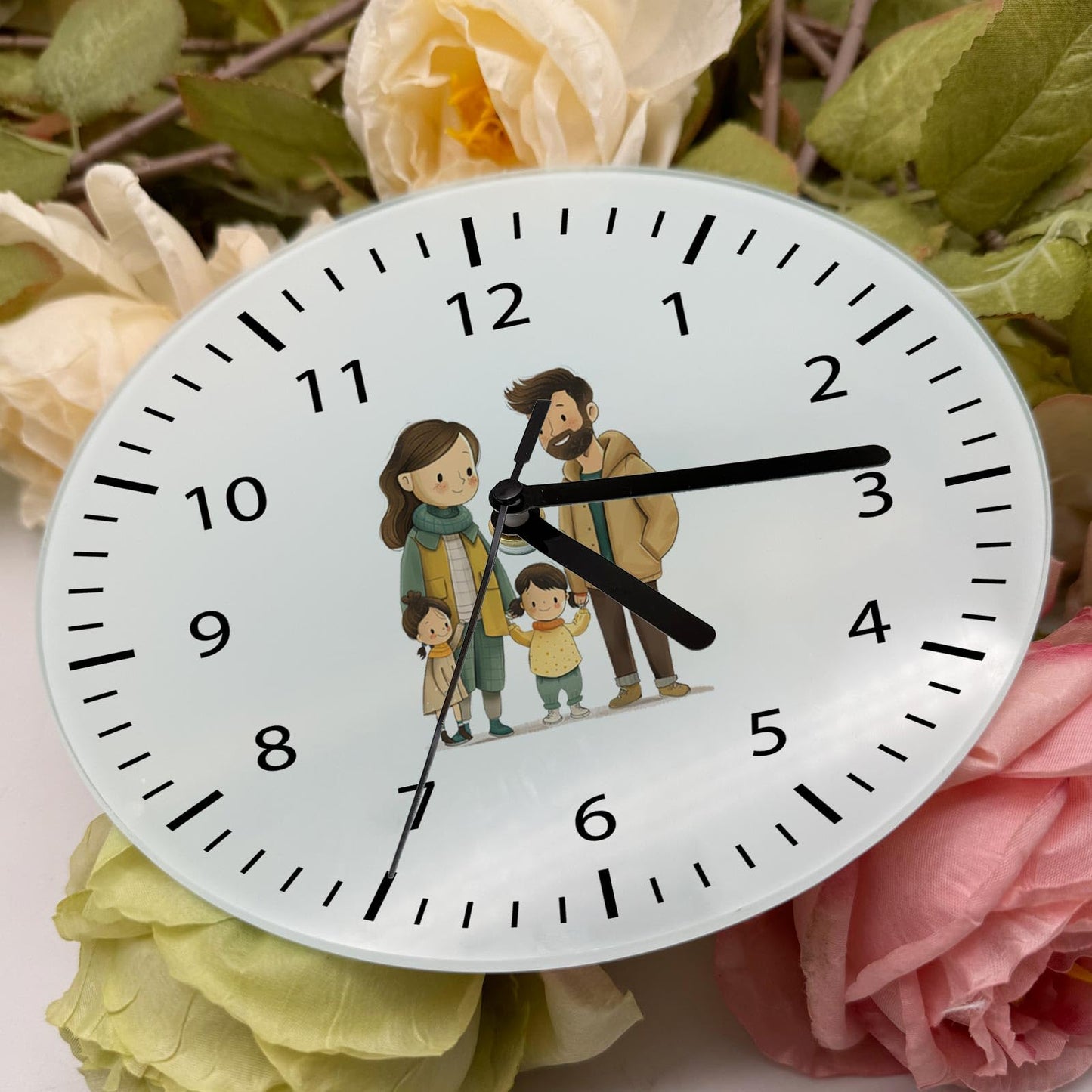 QOMOLANGMA 20pcs Sublimation Blanks with Clock 7.8 in Round Glass Photo Picture Frame Sublimation Blank Glass Photo Frame with Clock Glossy