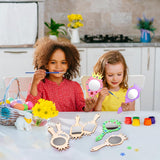 Coloch 12 Pack Wood Mirror Crafts for Kids, DIY Mini Wooden Princess Mirror Unfinished Handheld Mirrors with 2 Painting Brushes and 3 Stickers for Handmade Craft, Birthday, Gift Coloch