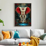 WGSMGL 5D Diamond Art Set, Elephant for Adult Beginners, DIY Full Round Diamond Diamond Painting Set, Diamond Dot Gem Art Crystal Easy Elephant Painting, Home Wall Decoration 12X16 Inch WGSMGL