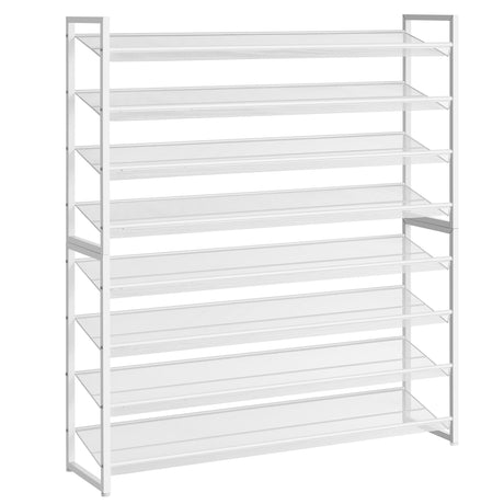 Nunsino Shoe Rack, Long Shoe Organizer,Max Holds 50 Pairs,8 Tier Metal Shoe Storage Shelf,4-Tier Stackable Shoes Organizer for Garage, Entryway,White Nunsino