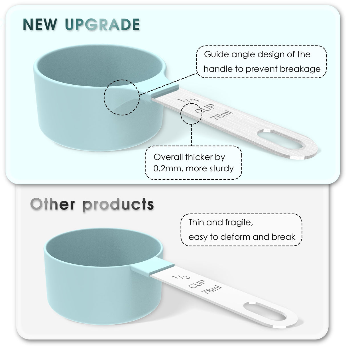 TILUCK Measuring Cups & Spoons Set, Stackable Cups and Spoons, Nesting Measure Cups with Stainless Steel Handle, Kitchen Gadgets for Cooking & Baking (Black) TILUCK