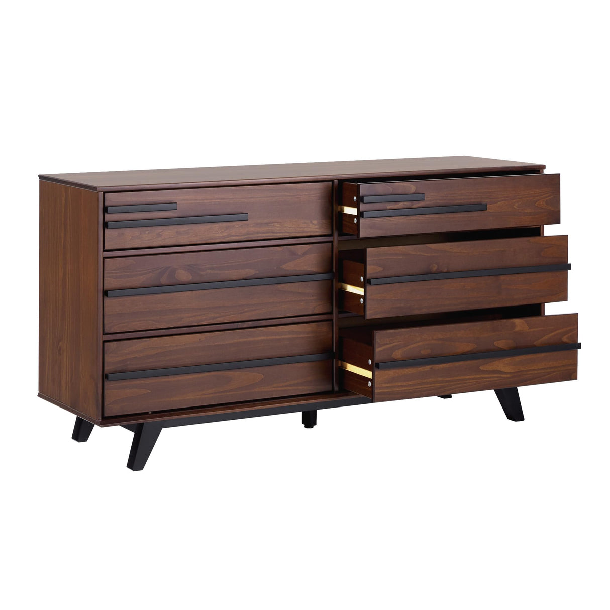 Walker Edison Malhia Contemporary Minimalist Solid Wood 6-Drawer Dresser, 60 Inch, Walnut Walker Edison