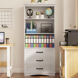 Gizoon 70'' Tall Bookcase with 3 Drawers Wooden Bookshelf with Storage Cabinet Multifunctional Book Storage Organizer for Office Living Room and Bedroom，White Gizoon