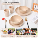 24 - Piece Wheat Straw Dinnerware Set - Plates and Bowls for 6, Unbreakable, Dishwasher & Microwave Safe, Reusable, Lightweight Tableware, Ideal for Camping and Everyday Use (Beige) JZ