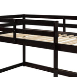 Majnesvon Twin Over Twin Low Bunk Bed with Safety Guardrail, Climbing Ladder, Easy to Assemble, Saving Space, Bed Bedroom Storage Guard Rail Ladder(Espresso) Majnesvon